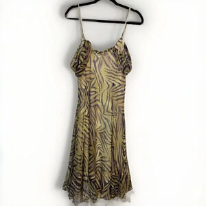 Komarov Zebra Animal Print Chiffon Gauze Midi Dress Womens XL